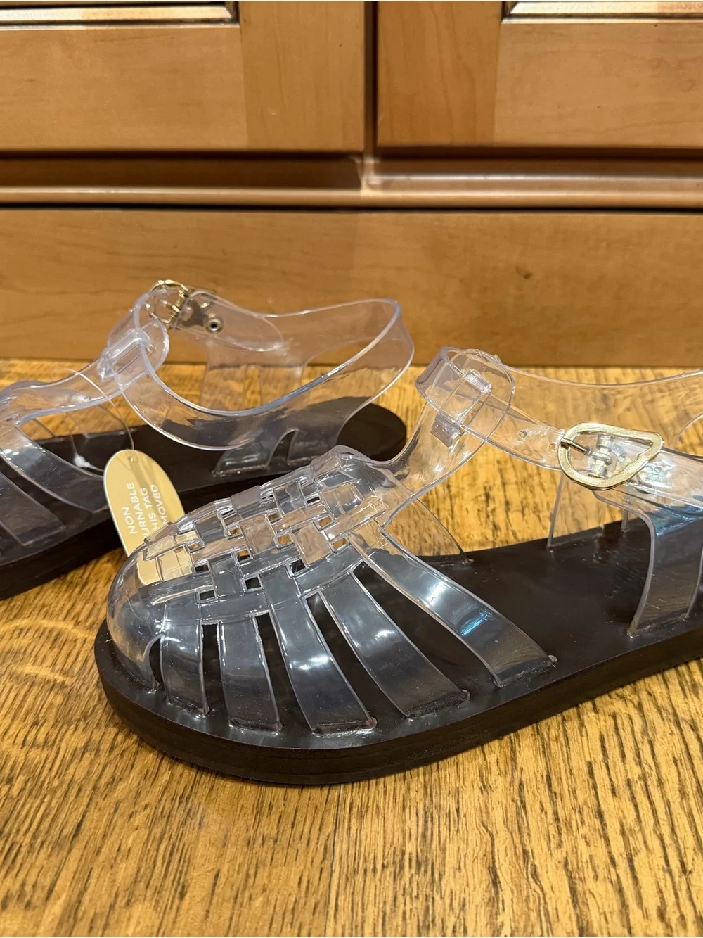 Ancient Greek Sandals Women’s Clear Jelly Sandals - Black Sole- runs SMALL